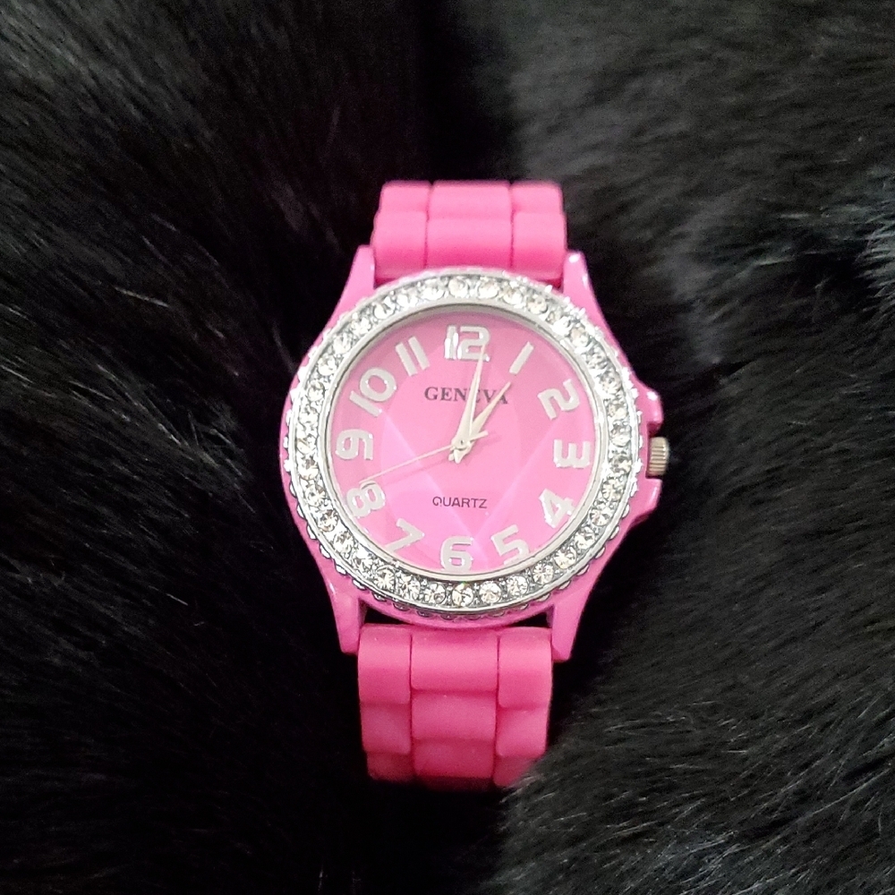 Geneva Vibrant Pink Quartz Women's Watch